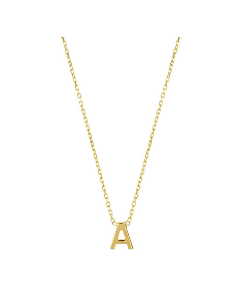 Tiny Gold Initial Necklace A-Z