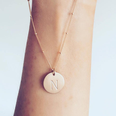 Gold Initial Necklace On Curb Chain
