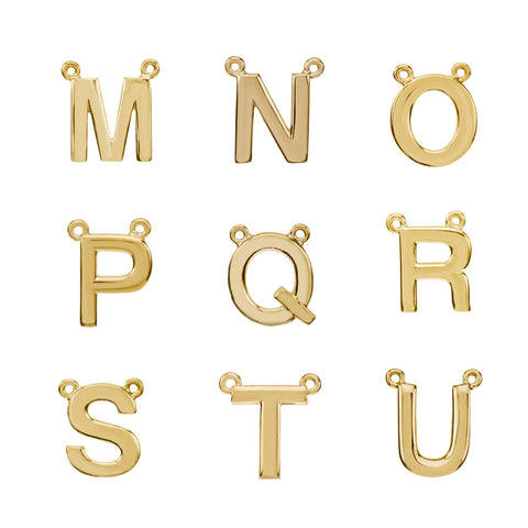 Solid Gold Initial Necklace A-Z