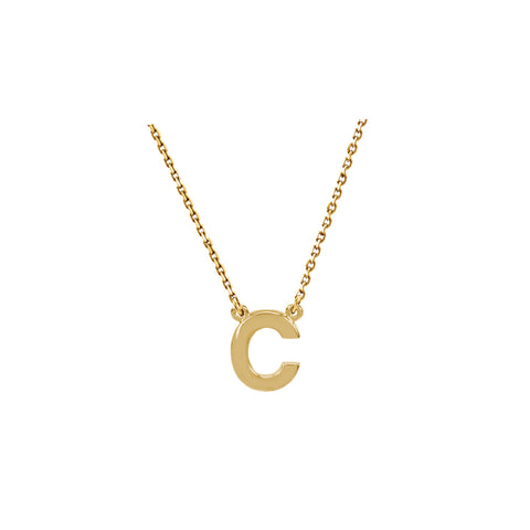 Solid Gold Initial Necklace A-Z