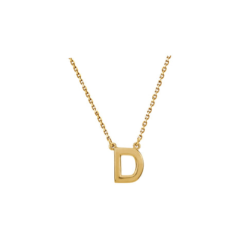 Solid Gold Initial Necklace A-Z