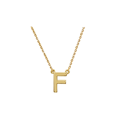 Solid Gold Initial Necklace A-Z