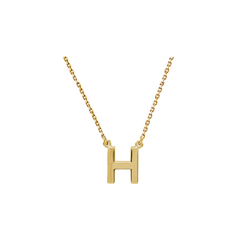 Solid Gold Initial Necklace A-Z
