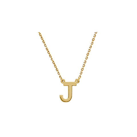 Solid Gold Initial Necklace A-Z