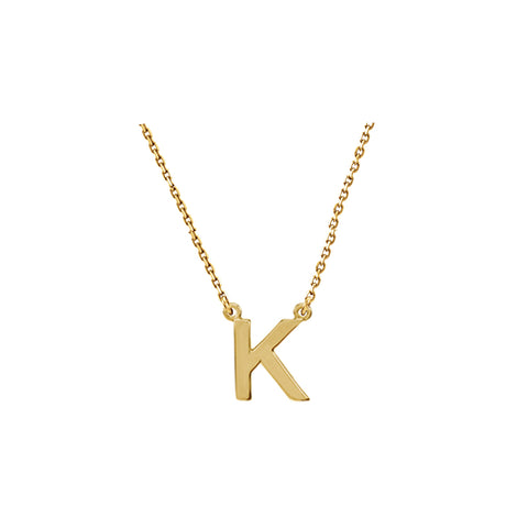 Solid Gold Initial Necklace A-Z