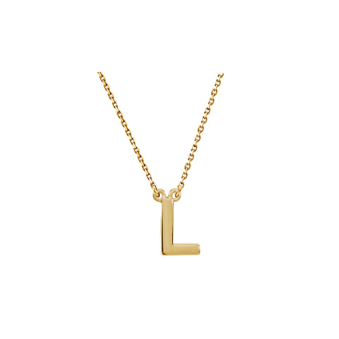 Solid Gold Initial Necklace A-Z