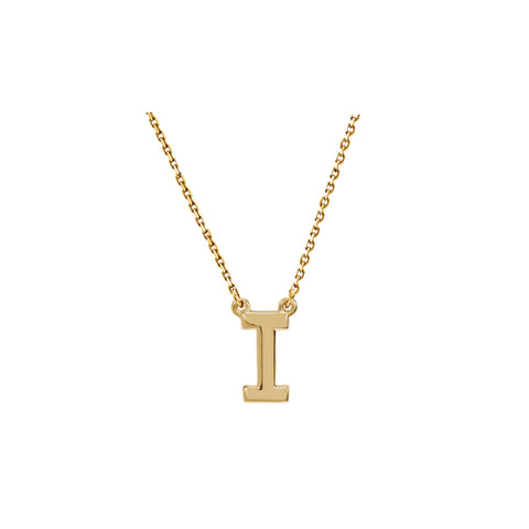 Solid Gold Initial Necklace A-Z