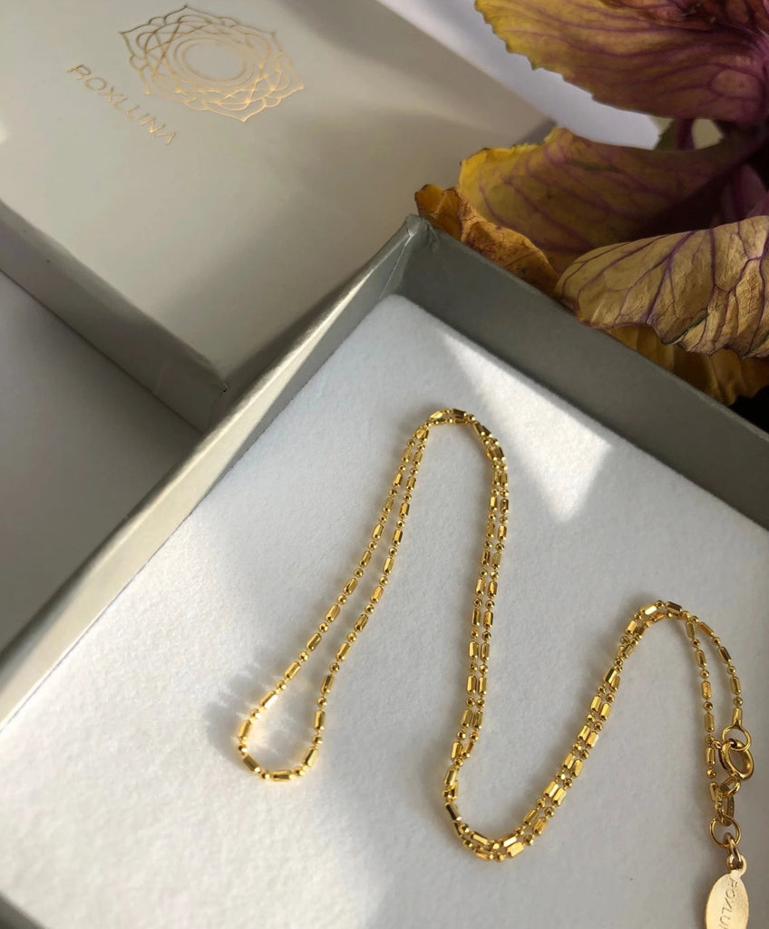 Solid Gold Alternating Diamond cut Ball Chain – Roxluna