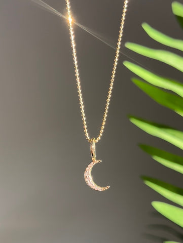 Diamond Crescent Moon Necklace