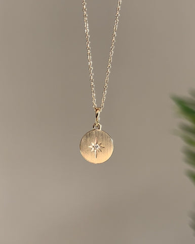 New! Solid Gold And Diamond Star Burst Necklace