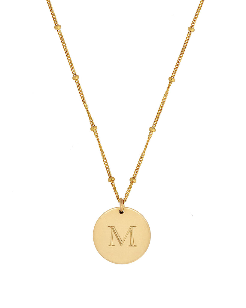 Gold Initial Necklace On Curb Chain