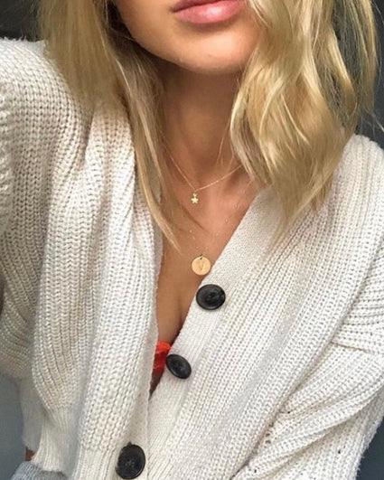 Gold Initial Necklace On Curb Chain