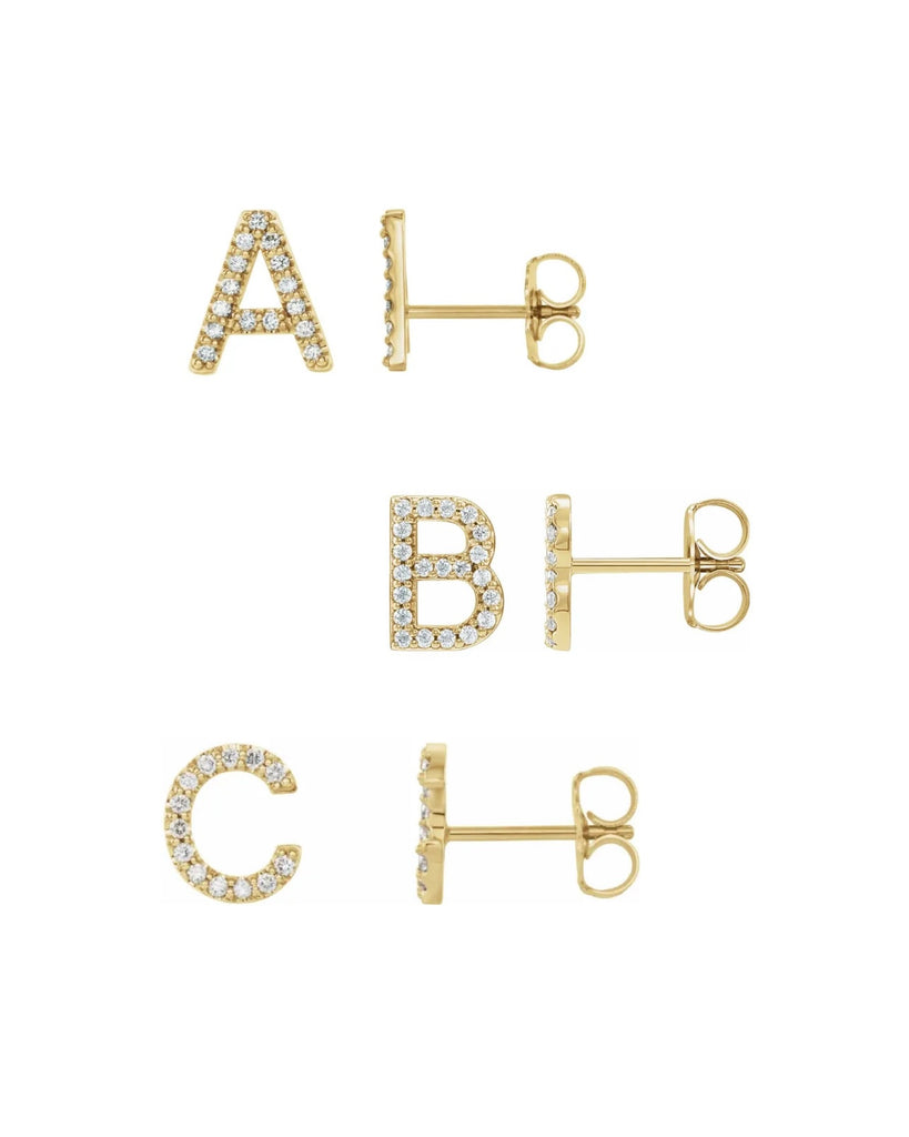 14ct Gold & Diamond Stud A-Z