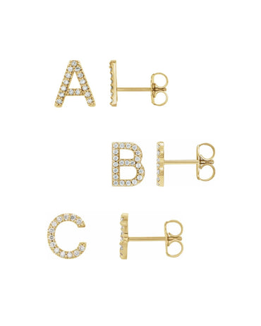 14ct Gold & Diamond Stud A-Z