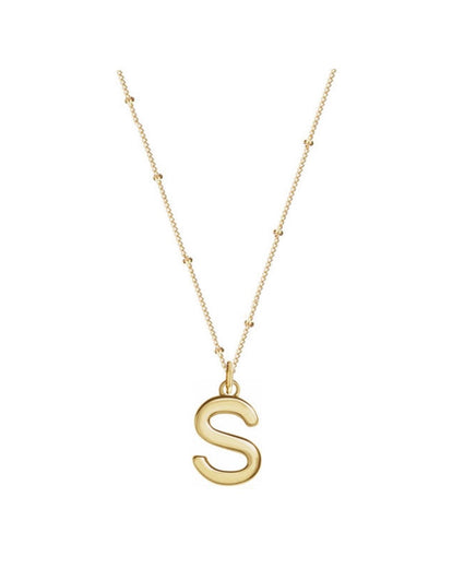 Solid 14k Gold Mini Love Letter Necklace On Curb Chain