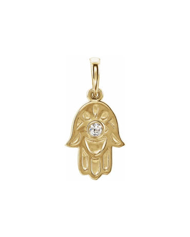 Solid Gold and Diamond Hamsa Necklace