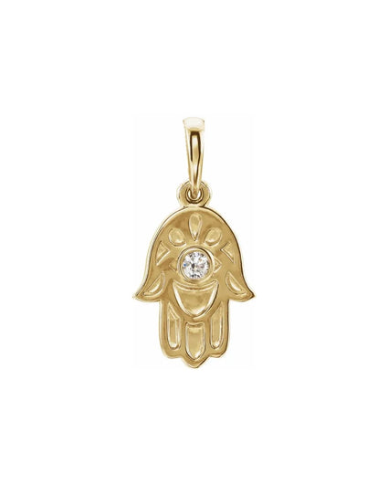 Solid Gold and Diamond Hamsa Necklace