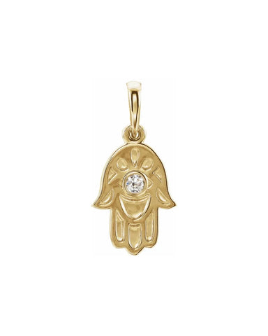 Solid Gold and Diamond Hamsa Necklace