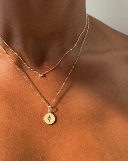 Floating Natural Diamond Bezel Necklace