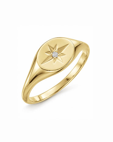 14k Gold & Diamond Signet Ring