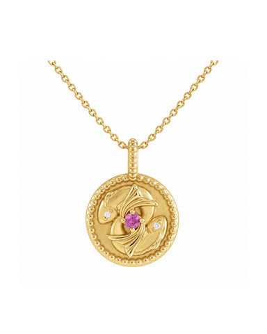New! 14k Gold & Natural Diamond & Gem Zodiac Necklace