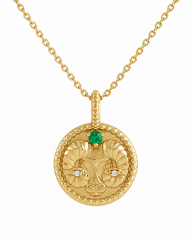 New! 14k Gold & Natural Diamond & Gem Zodiac Necklace