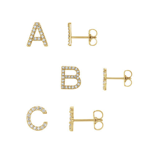 14ct Gold & Diamond Stud A-Z