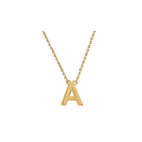 Solid Gold Initial Necklace A-Z