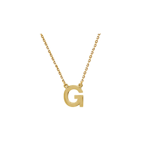 Solid Gold Initial Necklace A-Z