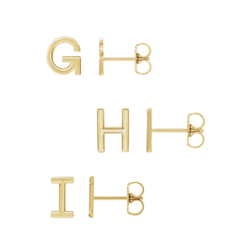 Solid Gold Initial Stud A-Z