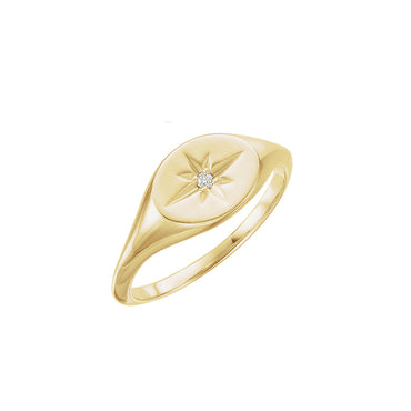 Solid Gold Diamond Signet Ring
