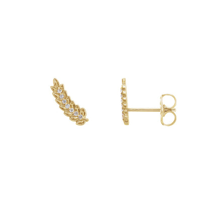 Solid Gold and Diamond Wreath Ear Climbers