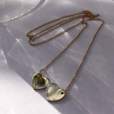 Solid Gold Double Hearts Necklace