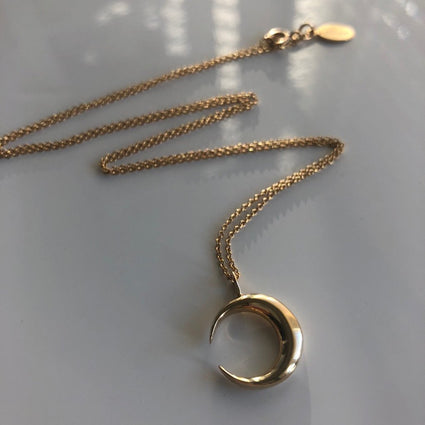 Solid Gold Crescent Moon Necklace