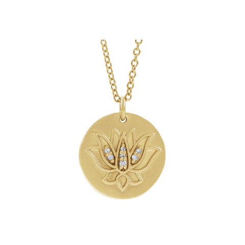 SOLID GOLD & DIAMONDS LOTUS BLOSSOM NECKLACE