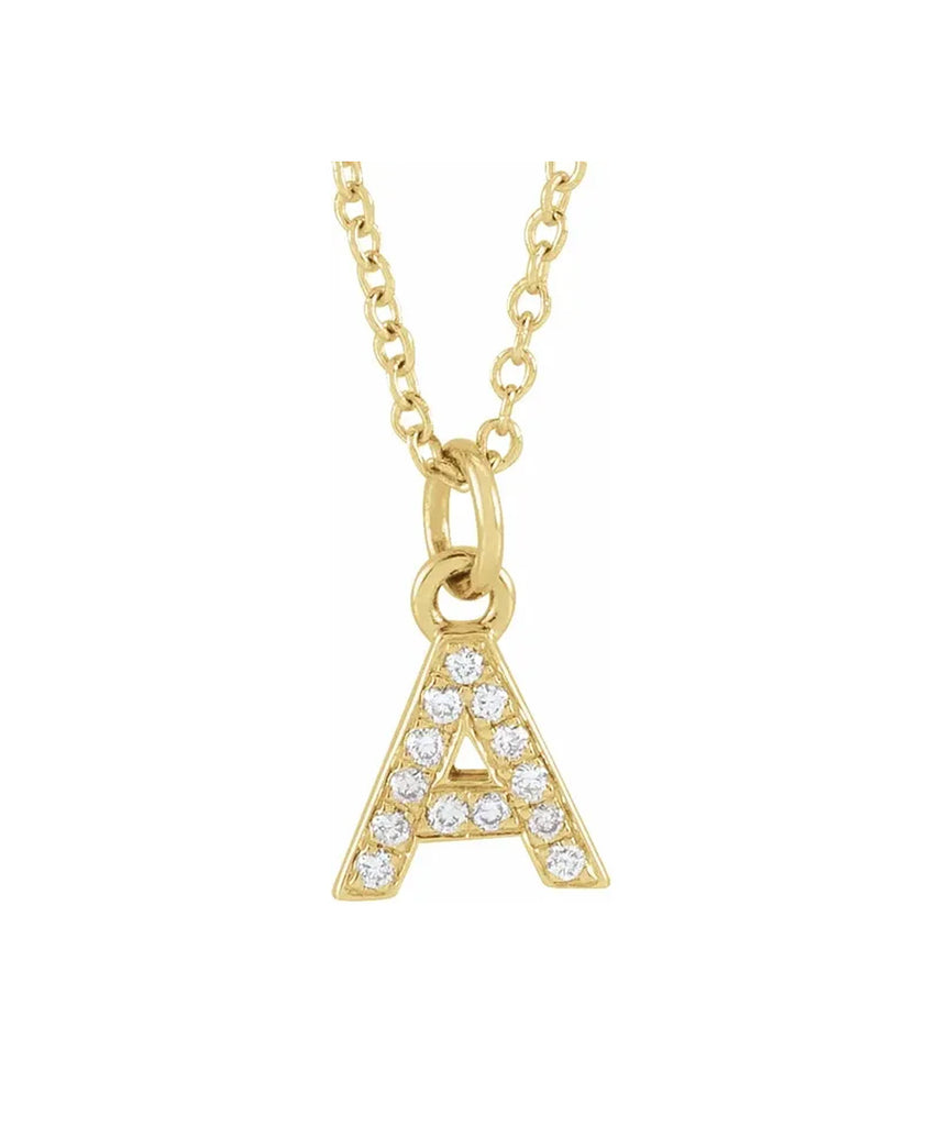 SOLID GOLD & DIAMOND MINI INITIAL NECKLACE