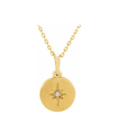 New! Solid Gold And Diamond Star Burst Necklace