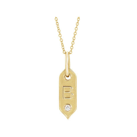 Solid Gold & Diamond Letter Necklace A-Z