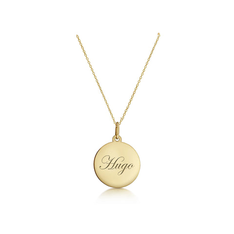 Solid 14K Gold Customisable Disc Necklace