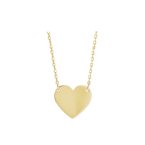 Solid Gold Engravable Heart Necklace