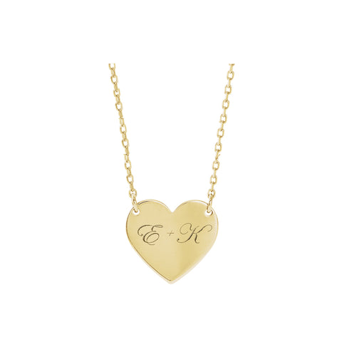 Solid Gold Engravable Heart Necklace