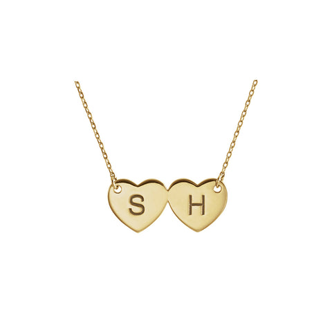 Solid Gold Double Hearts Necklace