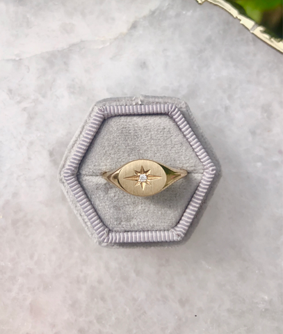 Solid Gold Diamond Signet Ring