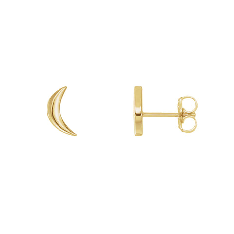 Solid Gold Moon Studs