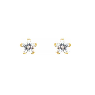 Solid Gold CZ Star stud Earrings